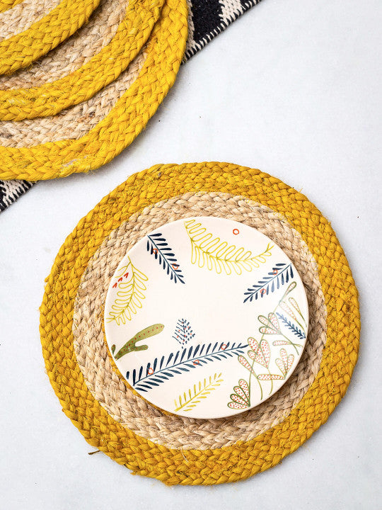 Artisan Jute Place Mats – Tabletop Dining Accessories – Woven Design – Set of Four