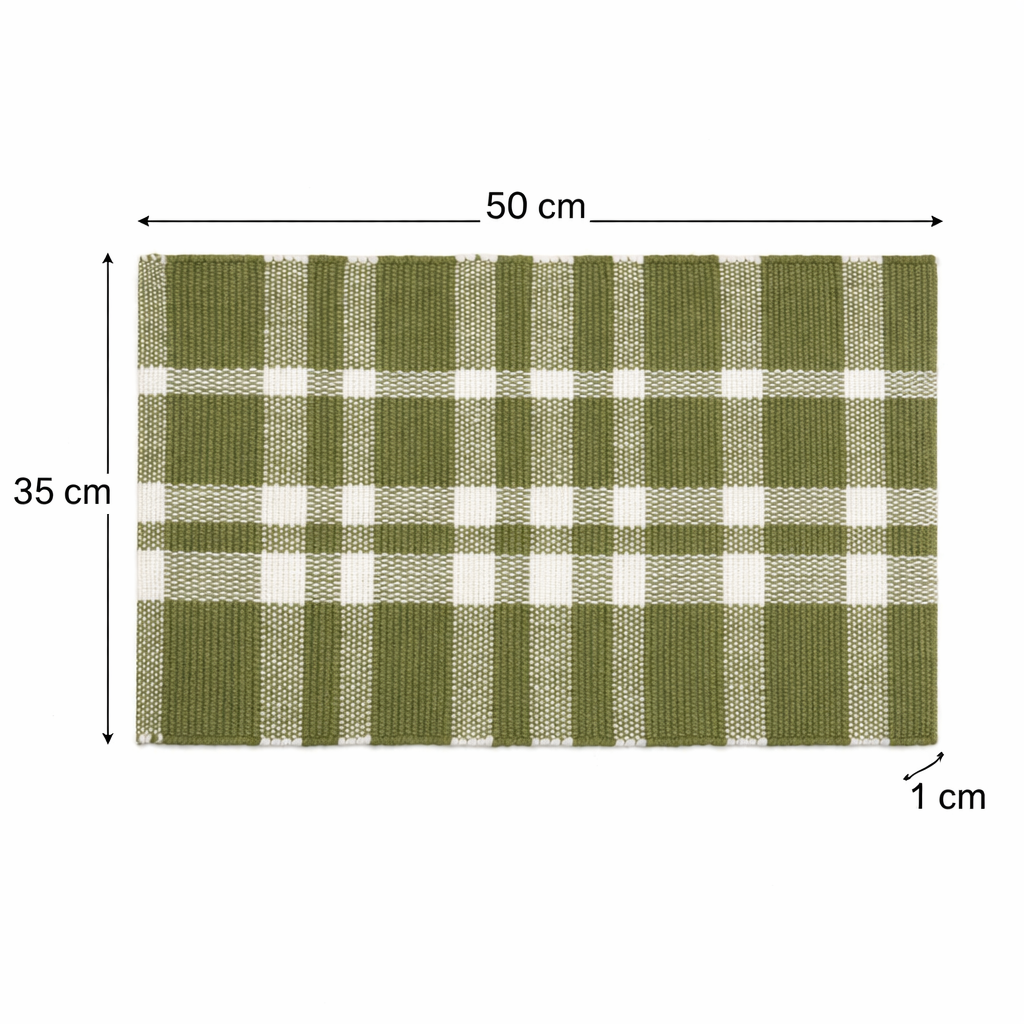 Green Check Stripe Placemat – Durable Polyester Table Mat