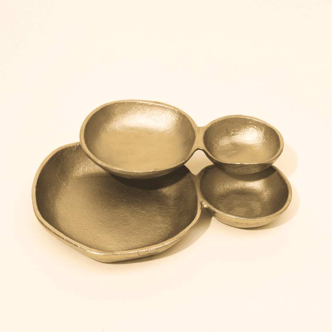 Textured Aluminium Serving Bowl - Gold Finish, Small & Large Sizes