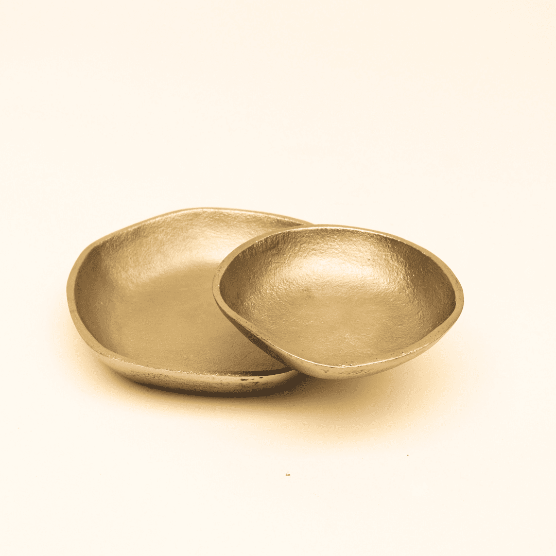 Textured Aluminium Serving Bowl - Gold Finish, Small & Large Sizes