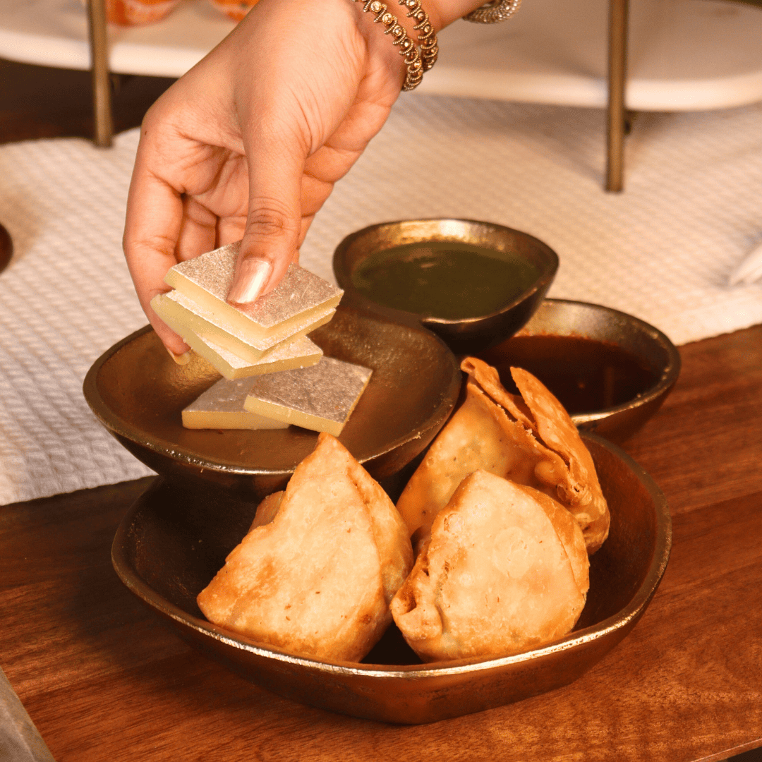 Textured Aluminium Serving Bowl - Gold Finish, Small & Large Sizes