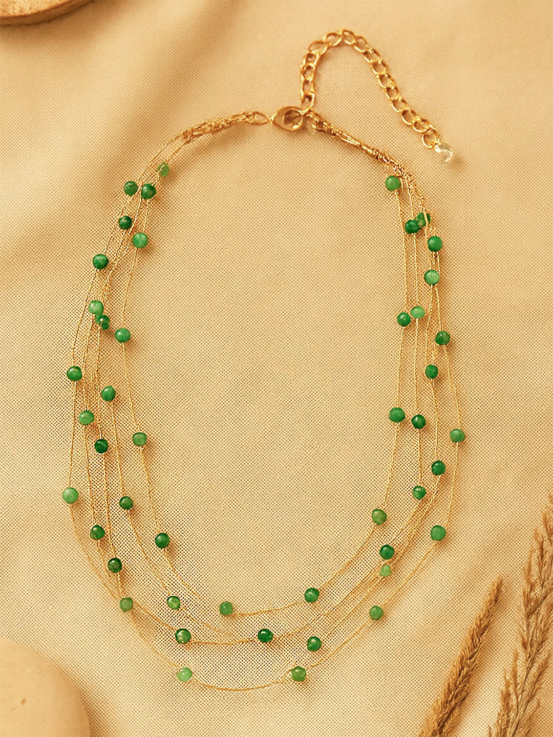 Gold-Plated Pearls Layered Necklace – Fashion Accessory – Alloy & Pearl – 40 cm Length