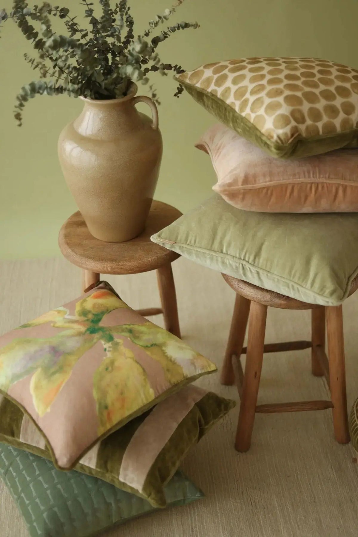 Heather Tan Brown Velvet Stripe Cushion Cover SanctuaryLiving