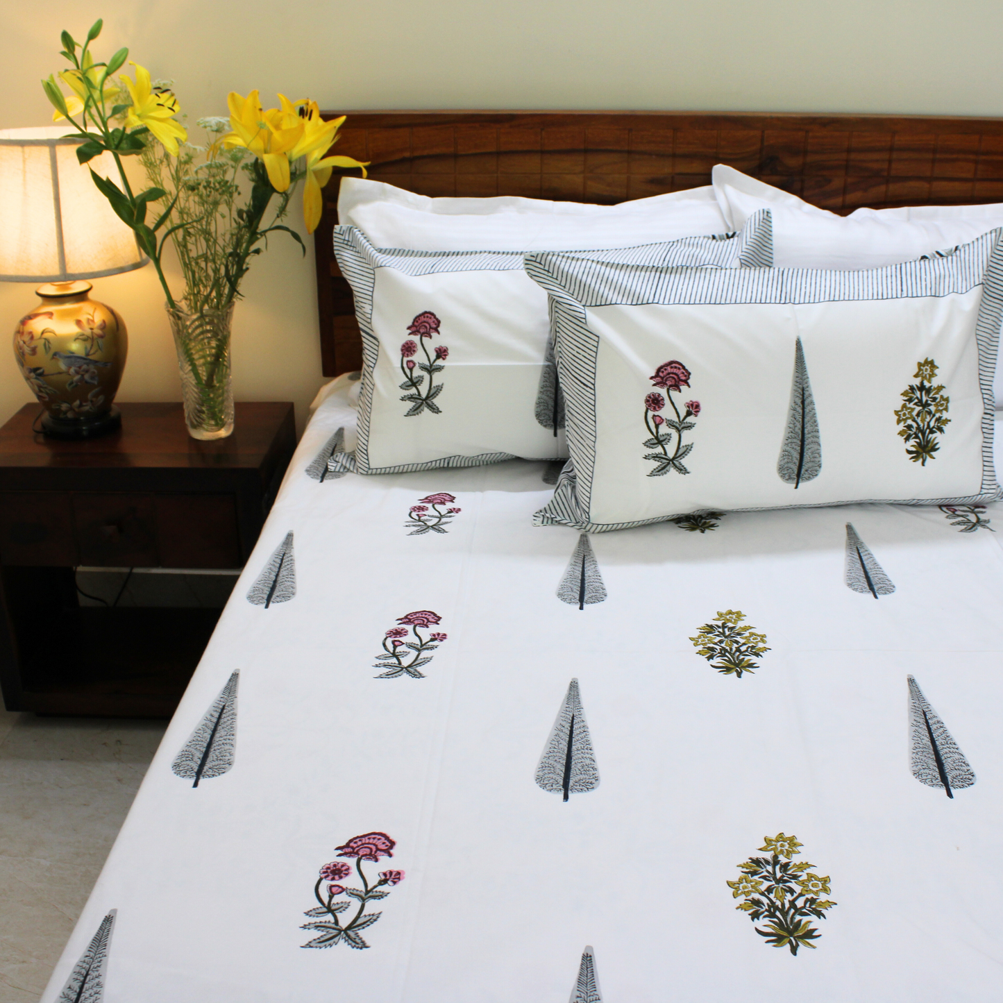 Bedsheet | Cotton Handblock Soft Breathable | Set Of 3