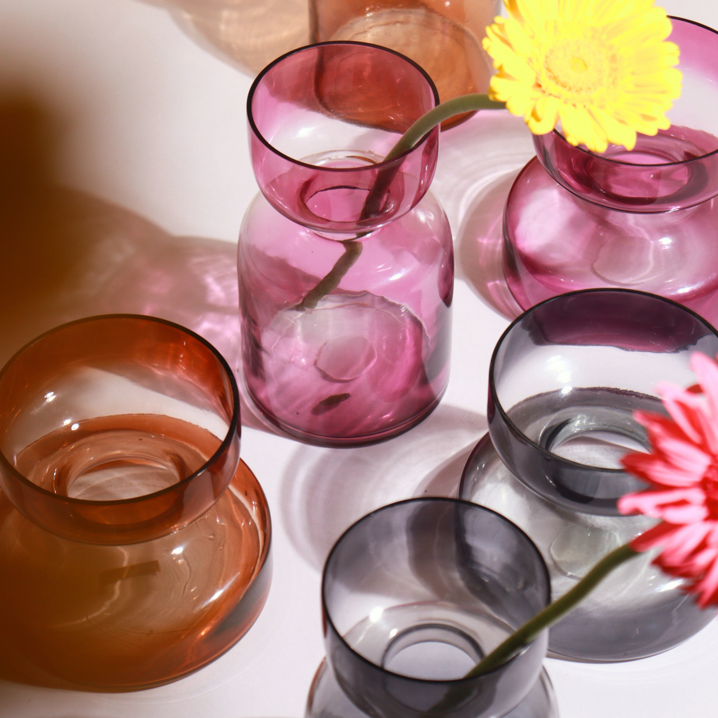 Handblown Tinted Glass Vase - Haze Brown, Largemouth, Two Sizes