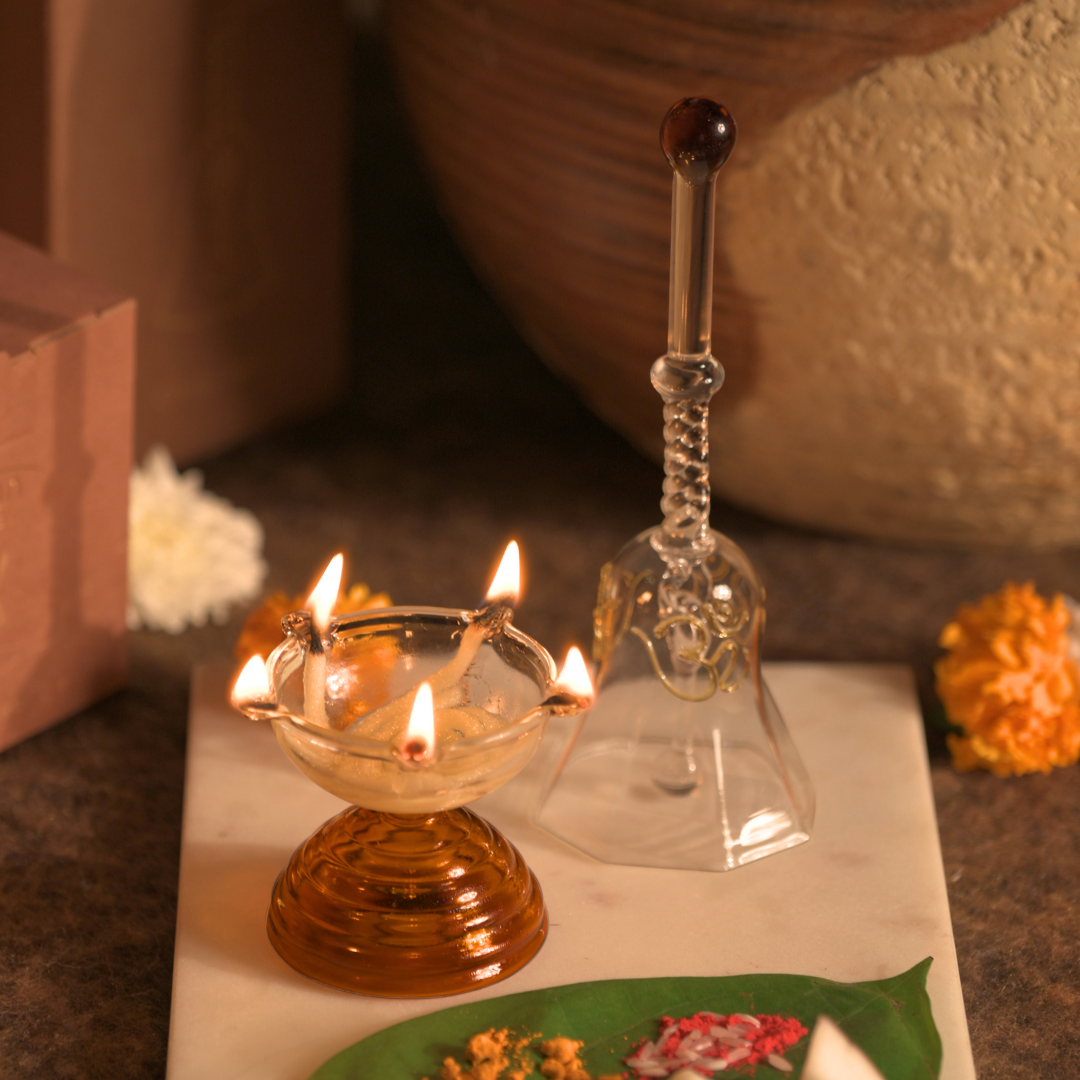 Handcrafted Candle Holder With Ringing Bell