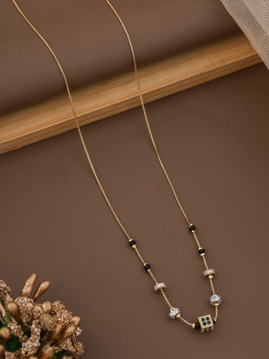 Gold-Plated Cubic Zirconia Necklace – Beaded Fashion Jewellery – Brass CZ – Retail Unit