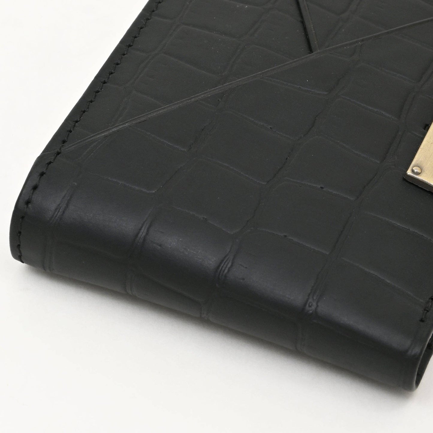 Premium Croc-Look Wallet , Black Napa Men’s Coin Pocket