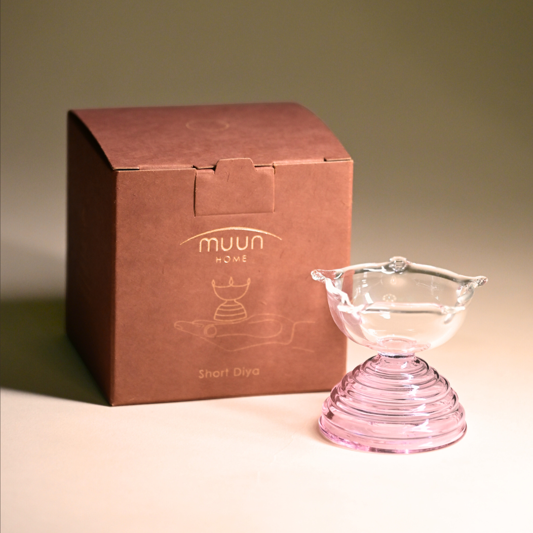 Glass Tea Light Candle Holder - Modern Diya Design