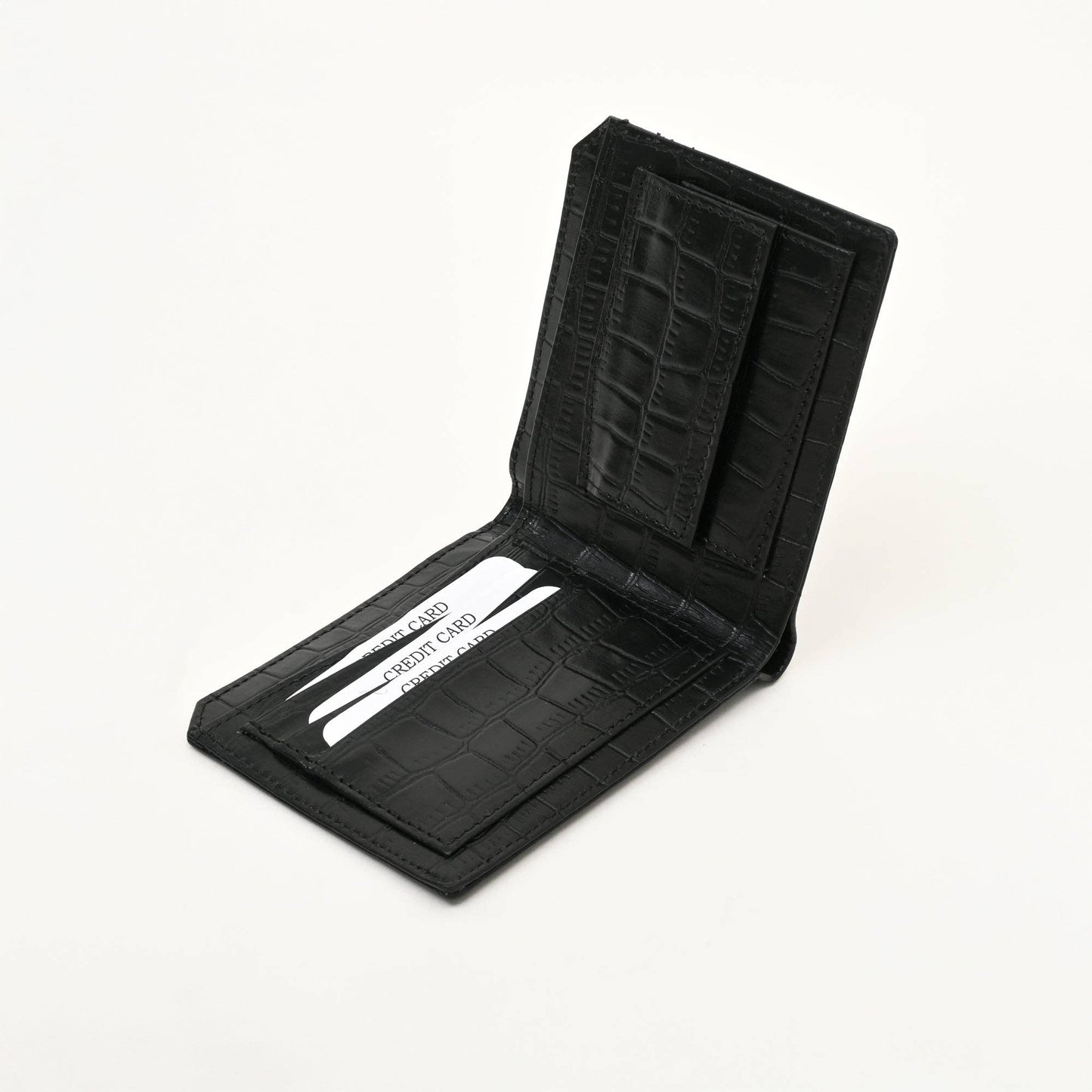 Slim Black Croc Leather Wallet – Elegant & Functional