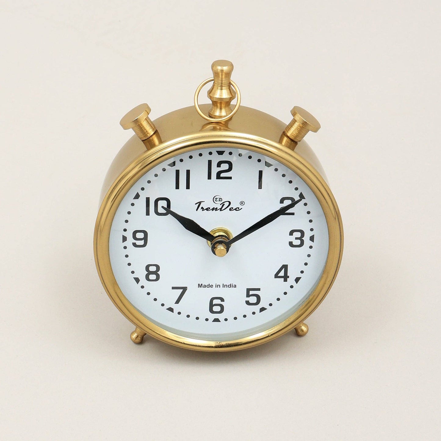 Vintage Gold Alarm Table Clock – White Dial