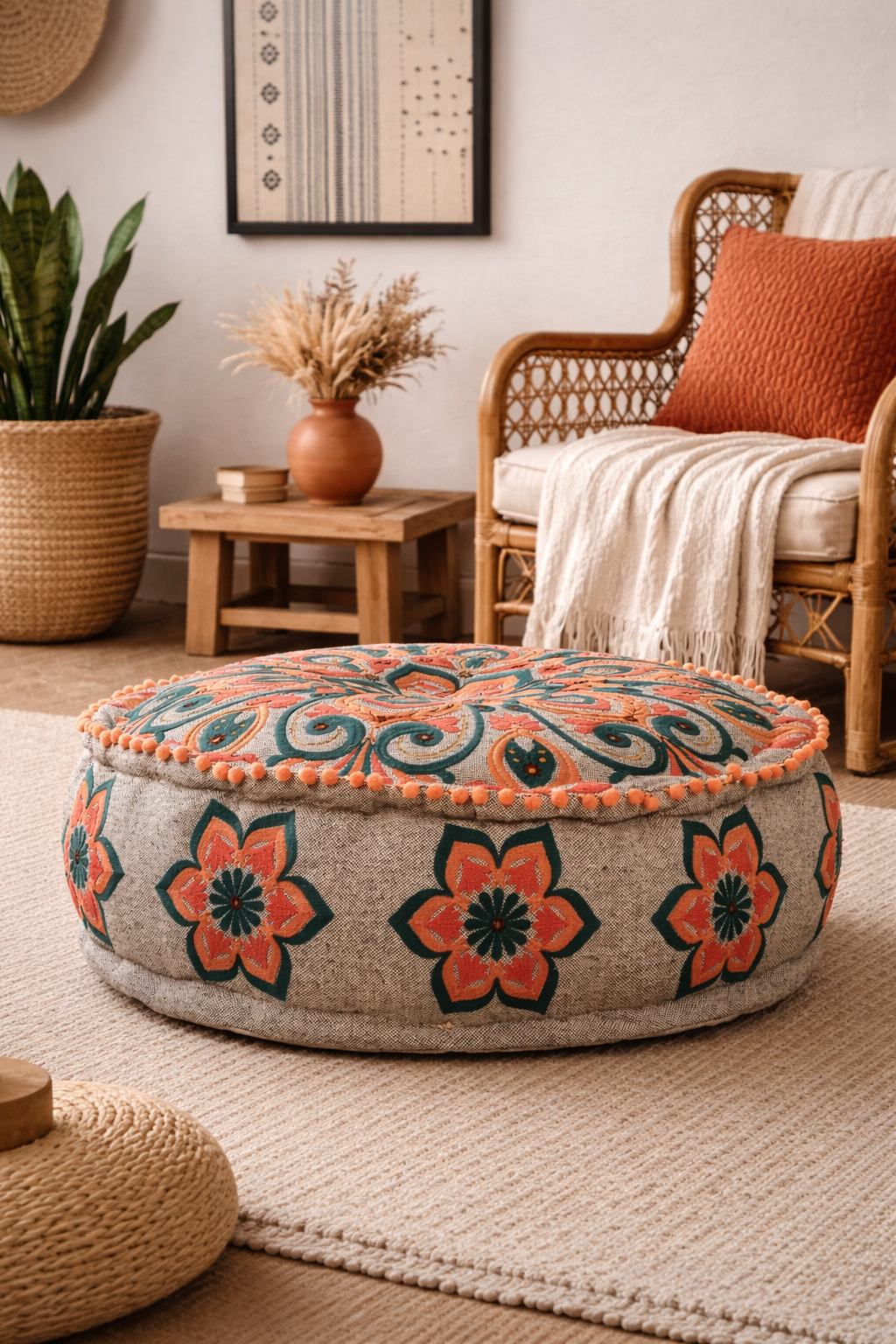 Multicolor Mandala Cotton Pouf Ottoman
