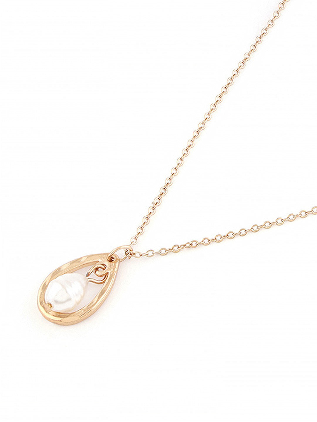 Gold-Toned & White Gold-Plated Chain – Pearl Embellished – Alloy – 26.5cm