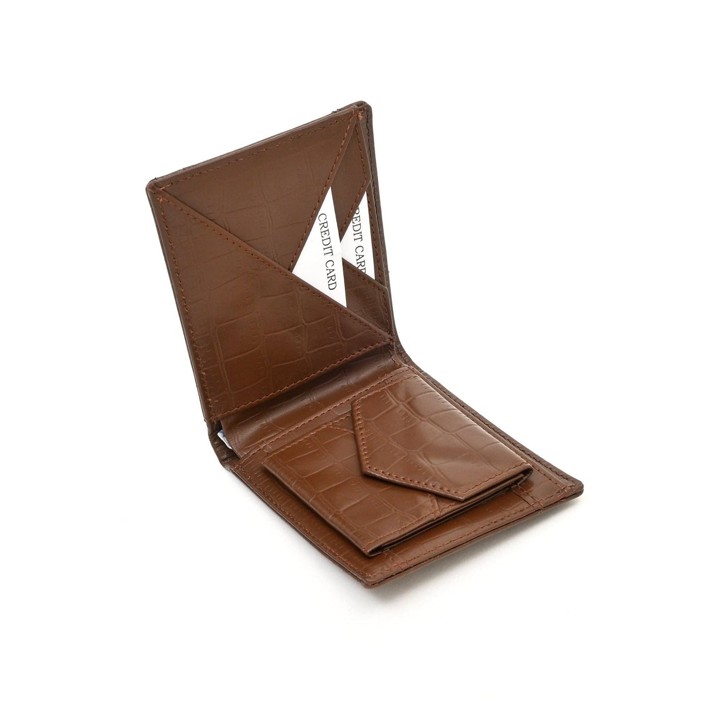 Brown Croc Napa Wallet Functional Men’s Wallet with Pocket