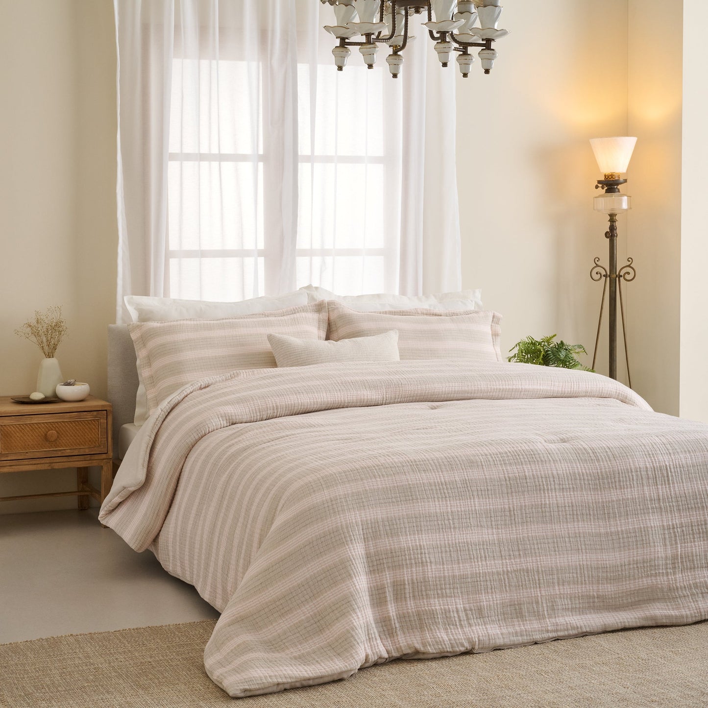Comforter | Yarn-dyed Gauze Chambray Backing | Double & Single  | With 2 Pillow Shams
