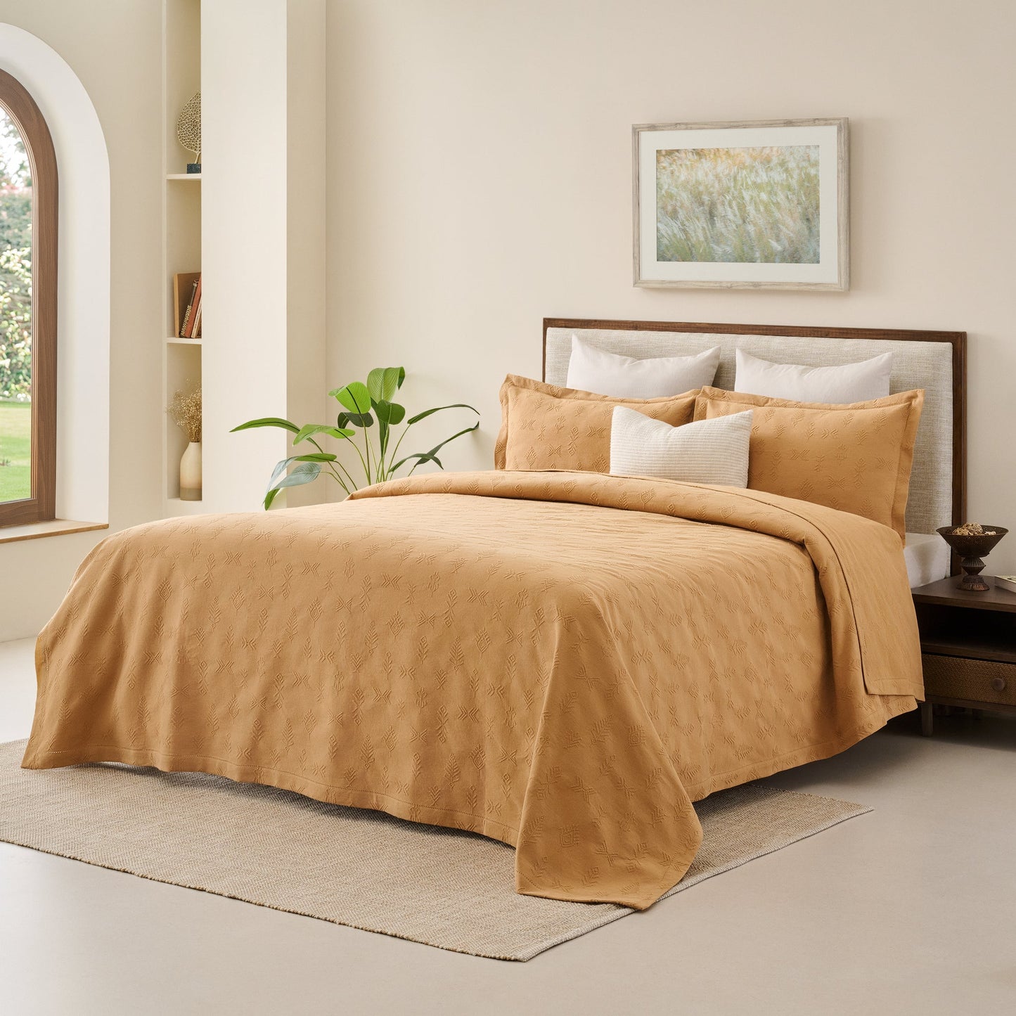 Bed Cover | Heavy Jacquard Embossed Motif | King & Queen Sizes