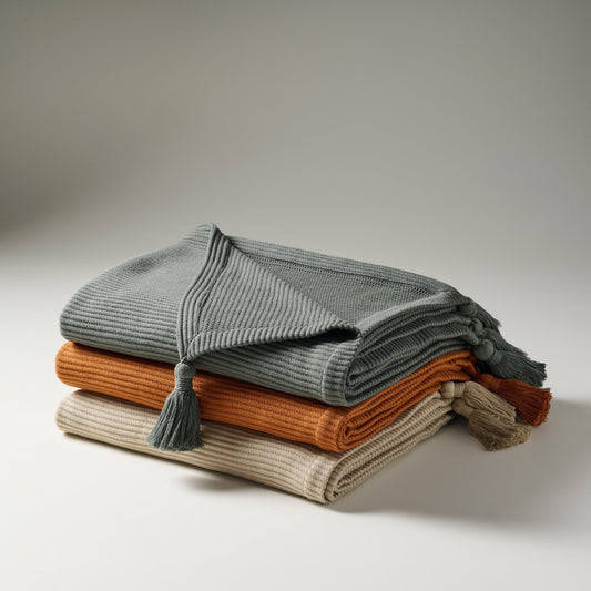 Throw Blanket | Cotton Bamboo Cord Rib | | Corn Row