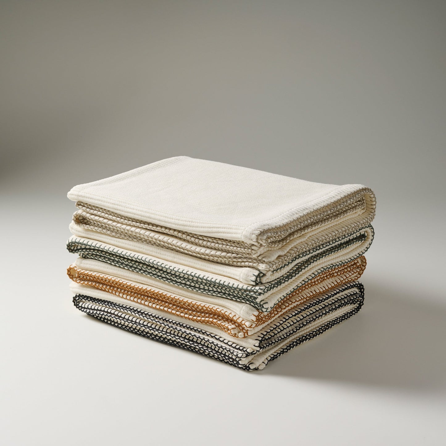 Throw Blanket | Cotton-Bamboo Whipstitch Ribbed | Cream