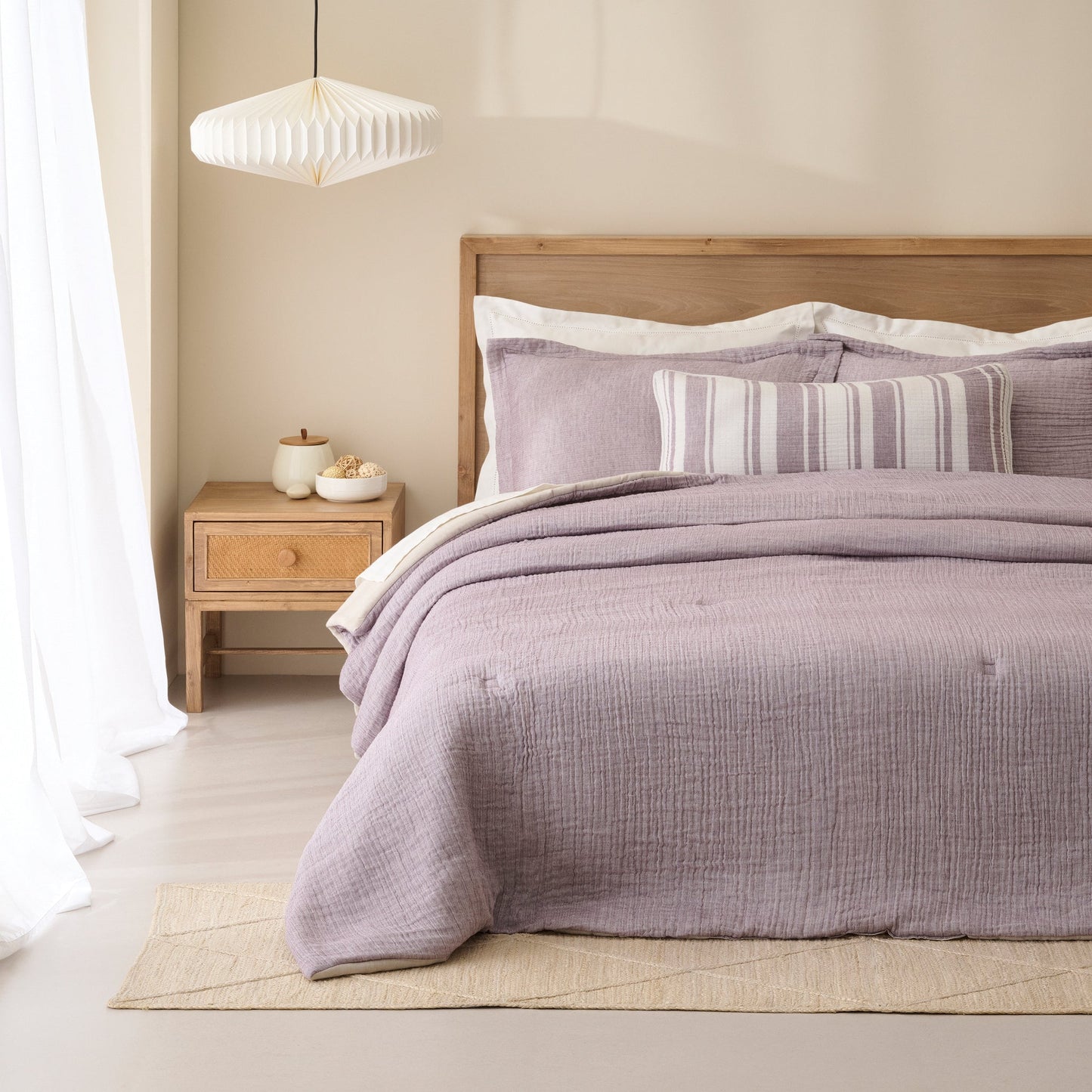 Comforter | Yarn-dyed Gauze Sheeting Backing | Double & Single Size  | With 2 Pillow Shams