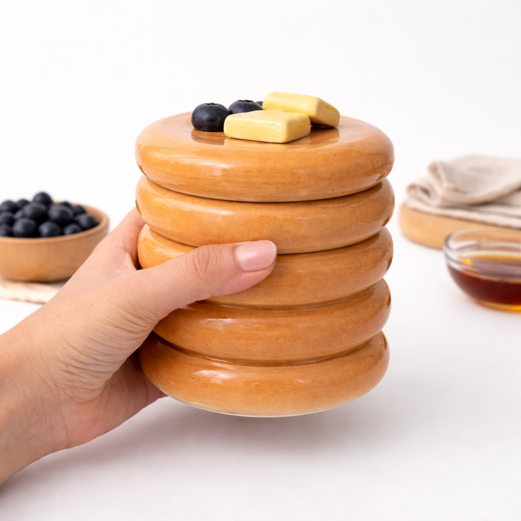 Storage Jar | Ceramic Sculpted Pancake Stack