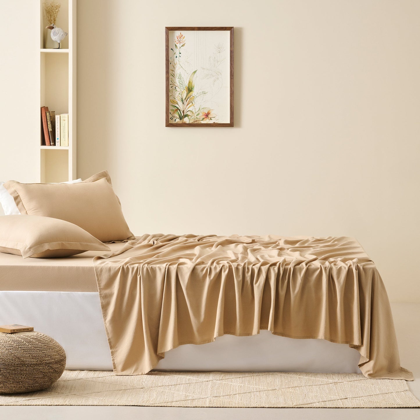 Bedsheet | Cotton Bamboo Chambray Dual-Tone | Inca Gold With 2 Pillow Shams