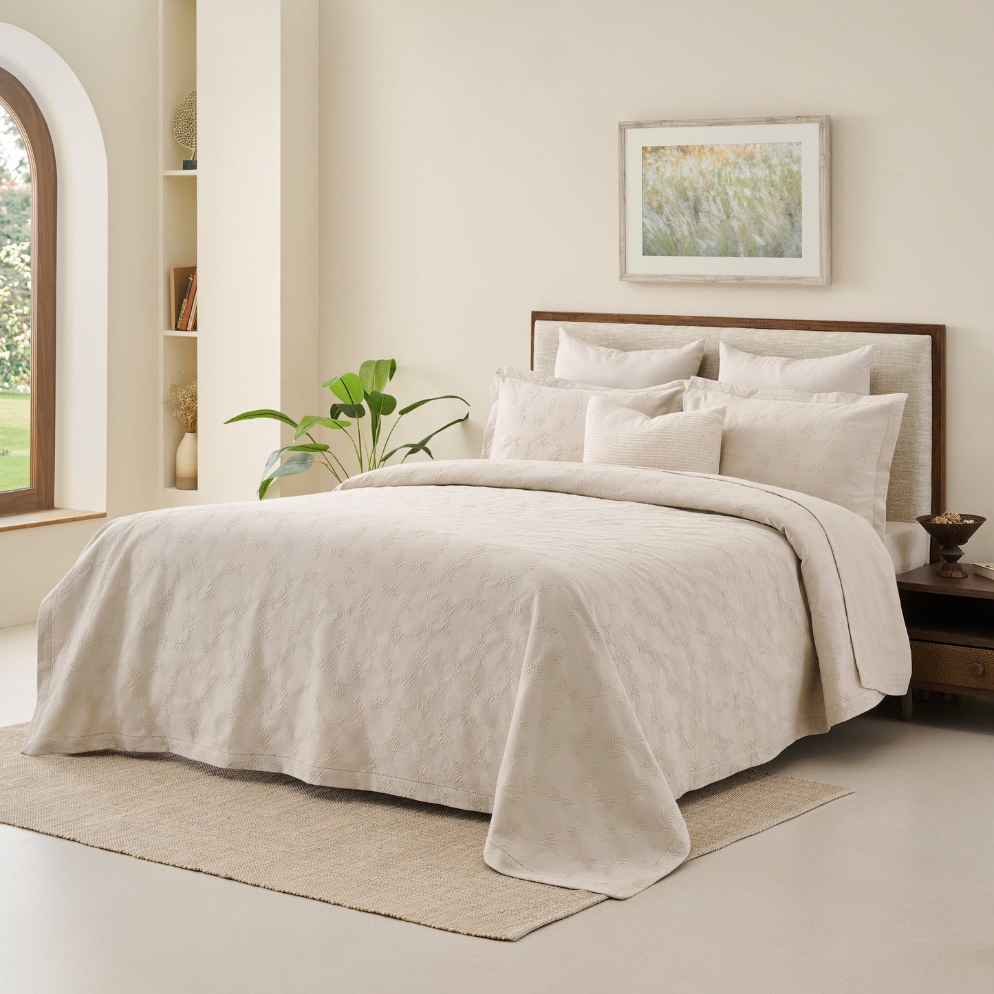 Bed Cover | Heavy Jacquard Embossed Motif | King & Queen Sizes