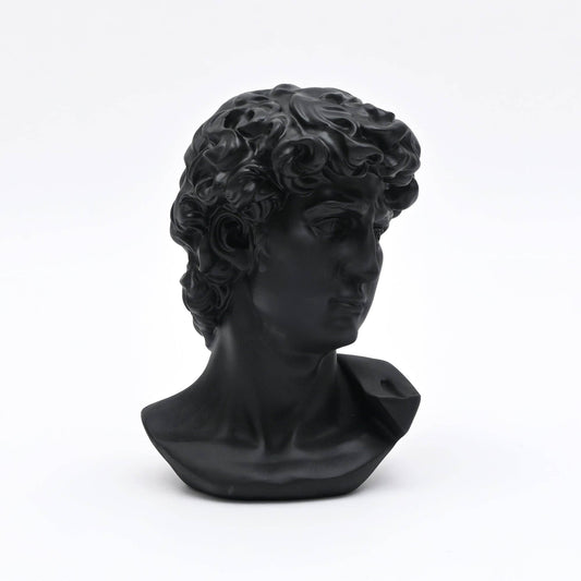 Black Monochrome Classical Bust Sculpture in Matte Resin