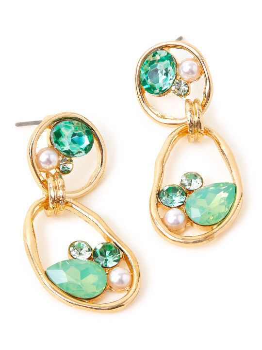 Green Cabochon Teardrop Accent – Gold-Tone Plated – Secure Post Back
