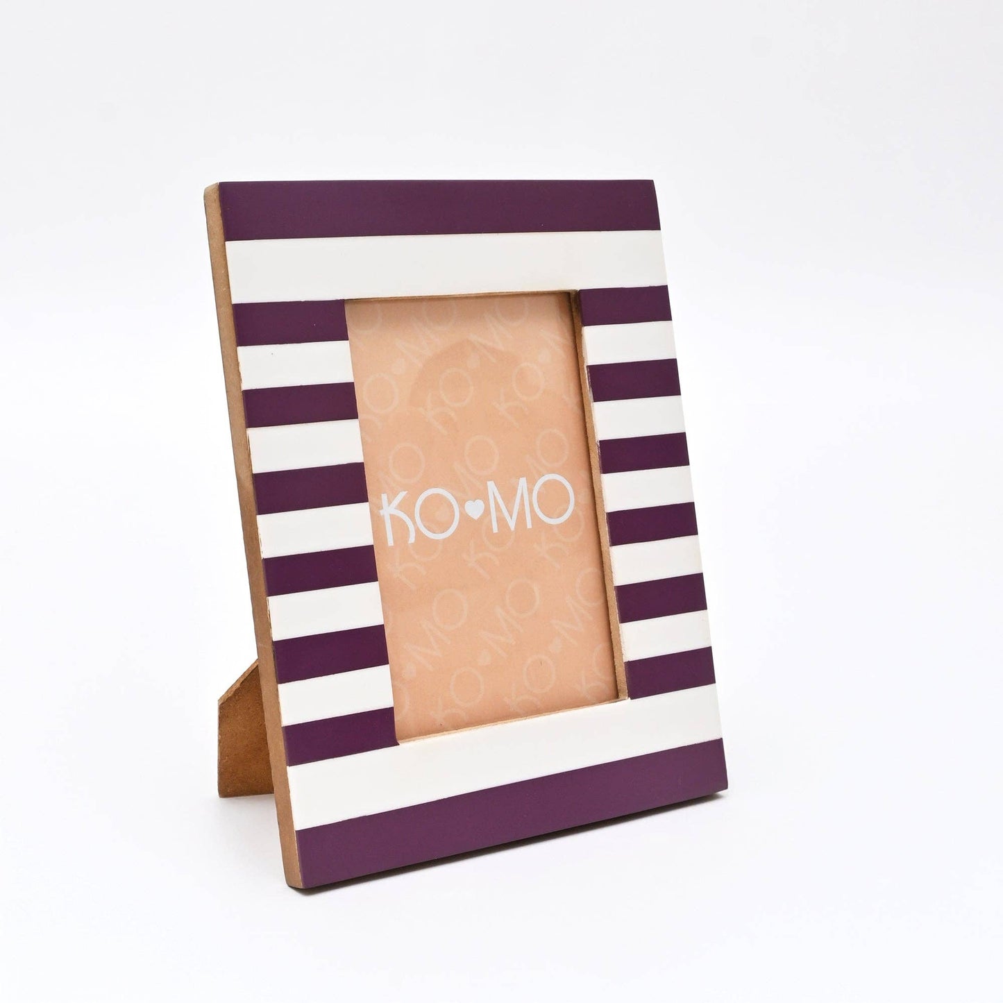 Purple Striped Resin Photo Frame 4x6 Inch Modern Tabletop