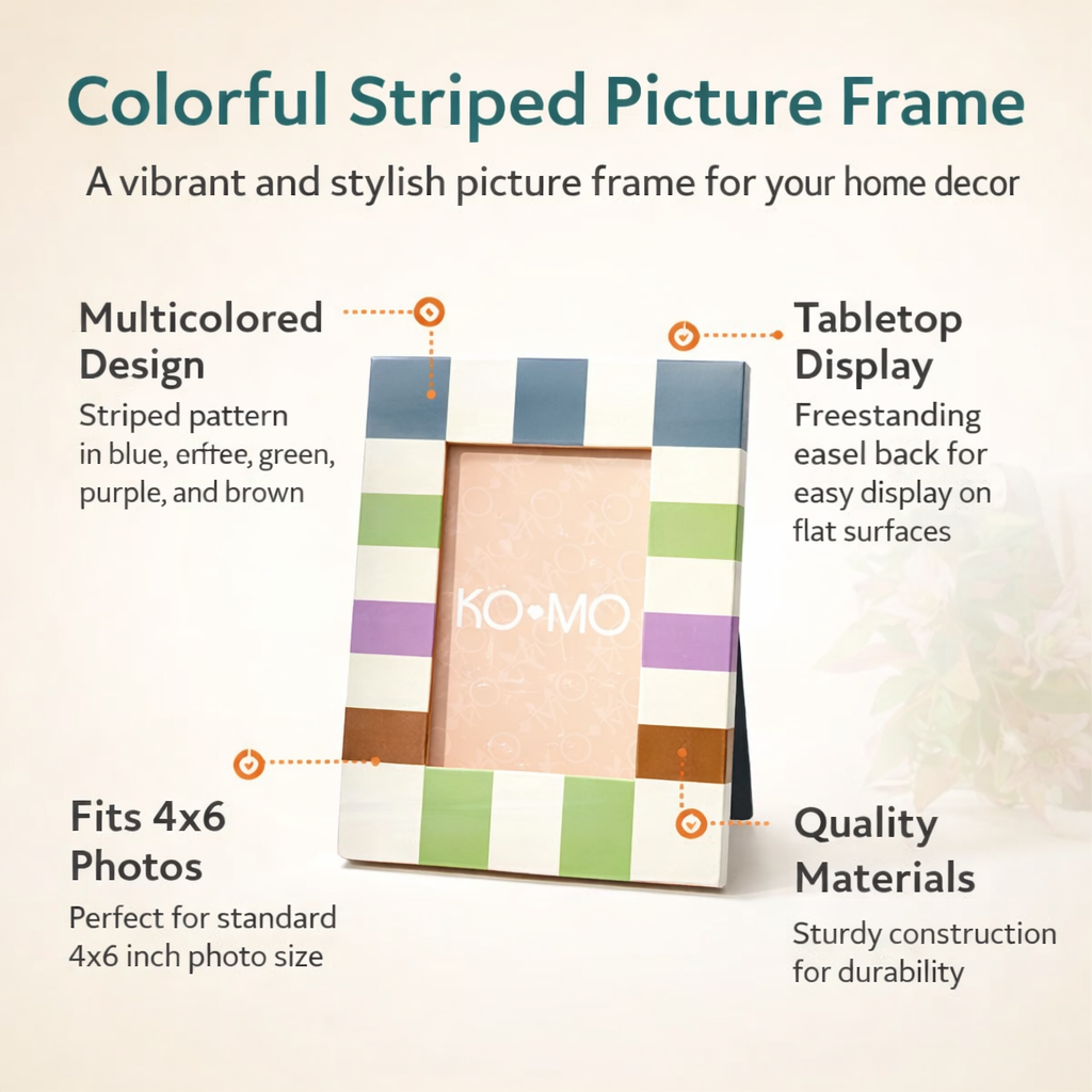 Checkered Resin Photo Frame 4x6 Inch Modern Glossy Décor