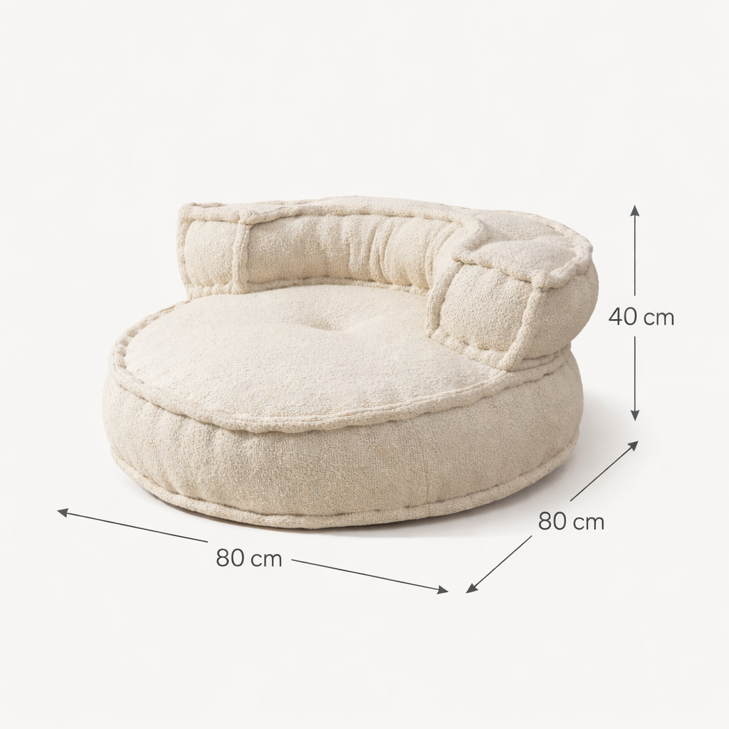 White Floor Sofa Chair with Backrest - 80 cm
