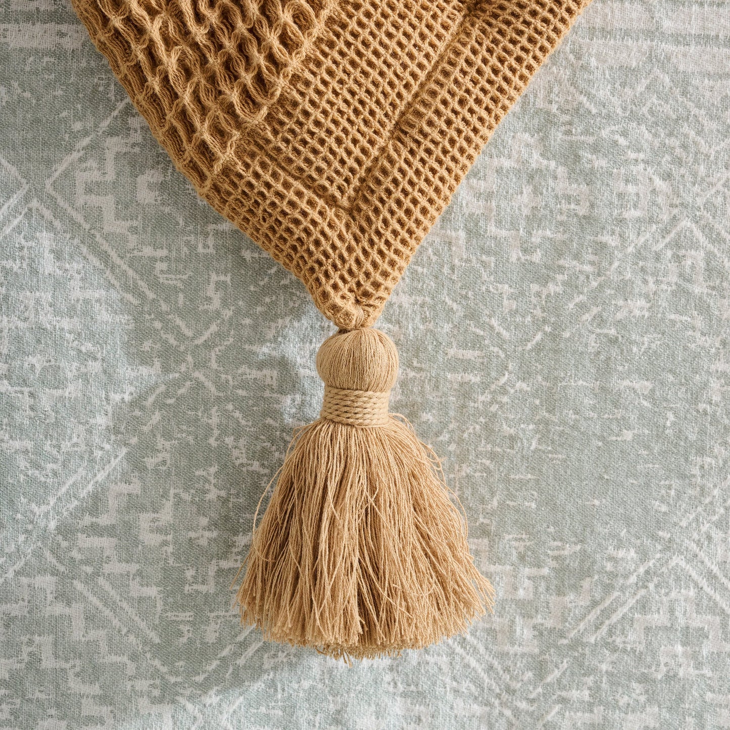 Throw Blanket | Cotton Waffle Thick Tassels