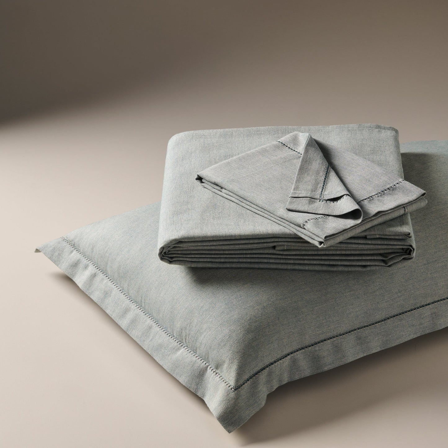 Bedsheet | Cotton Bamboo Chambray Dual-tone | Teal Glaze With 2 Pillow Shams