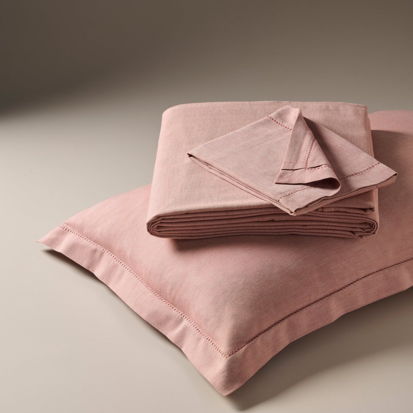 Bedsheet | Cotton Bamboo Chambray Dual-Tone | Rustic Terracotta With 2 Pillow Shams