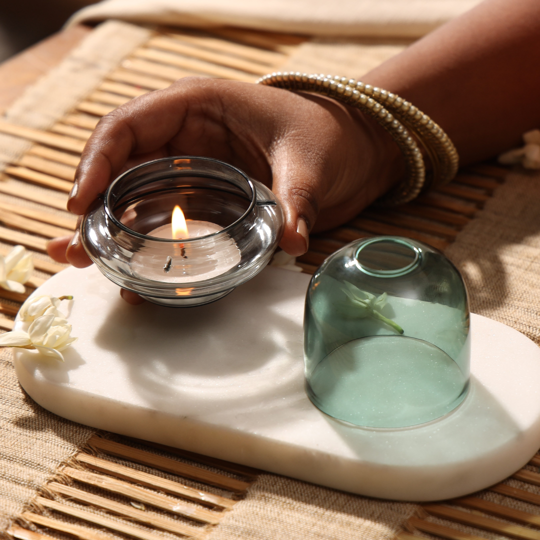 Borosilicate Glass Candle Holder Dome - 2 Colors