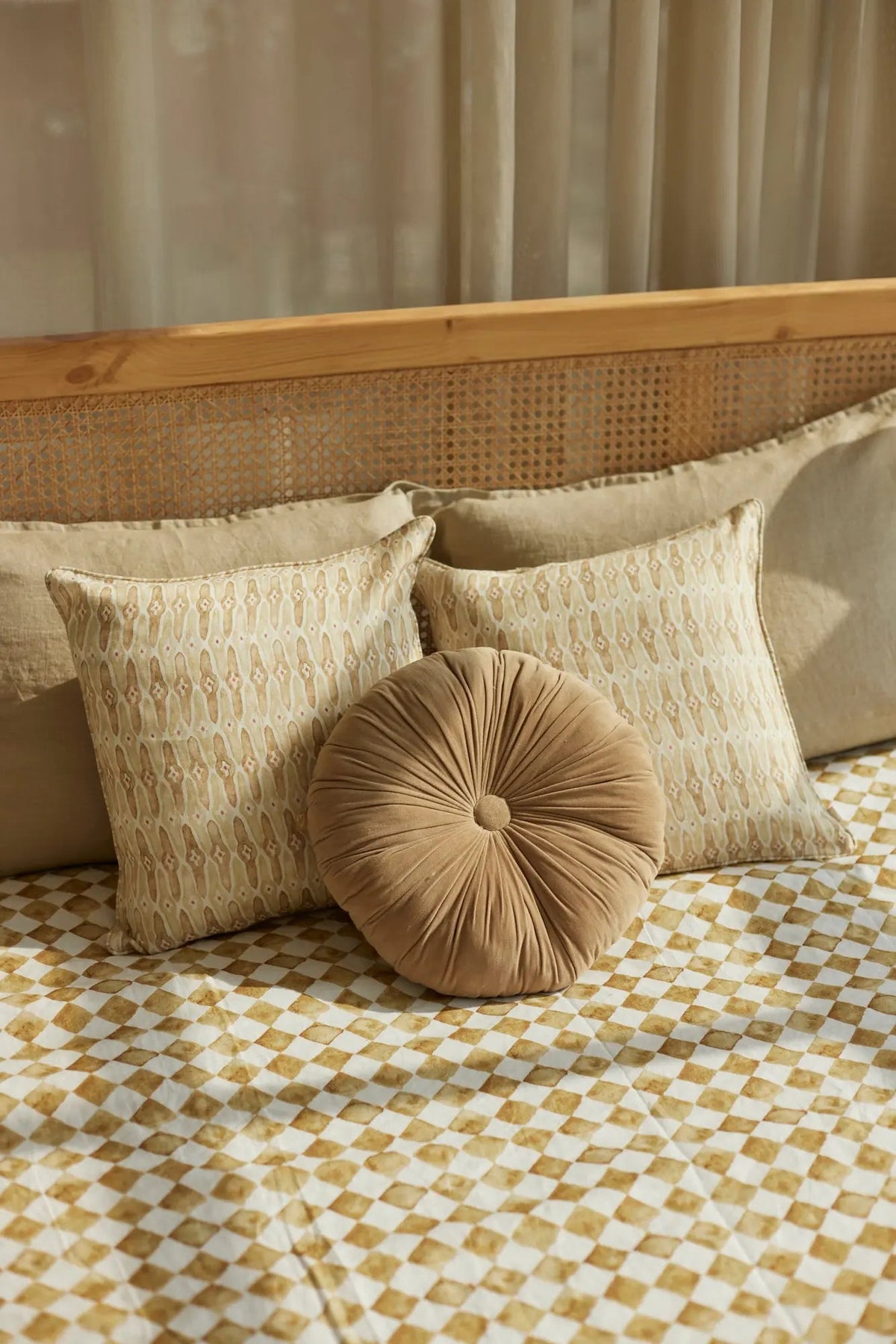 Cushion | Cuddle Sand Velvet Round Cushion by Sanctuary Living