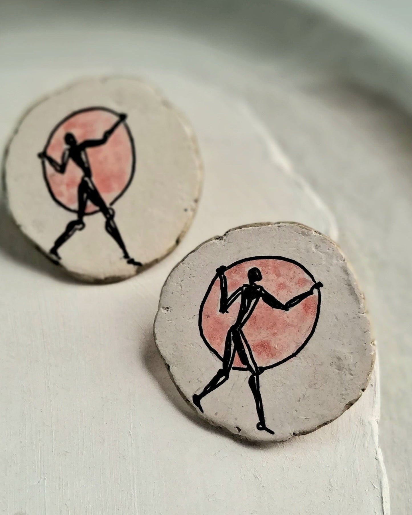 Hand-Painted Papier-Mâché Stud Earrings