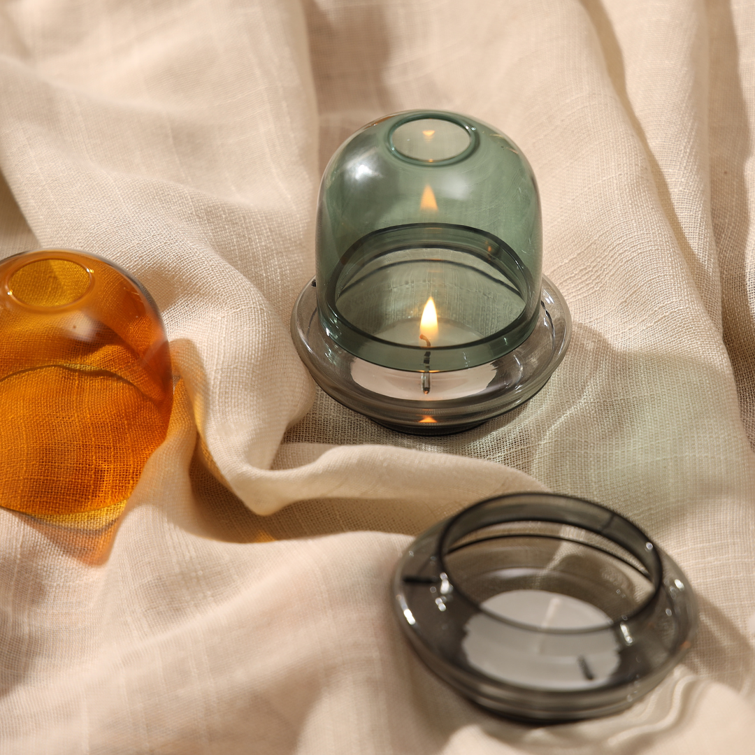 Borosilicate Glass Candle Holder Dome - 2 Colors