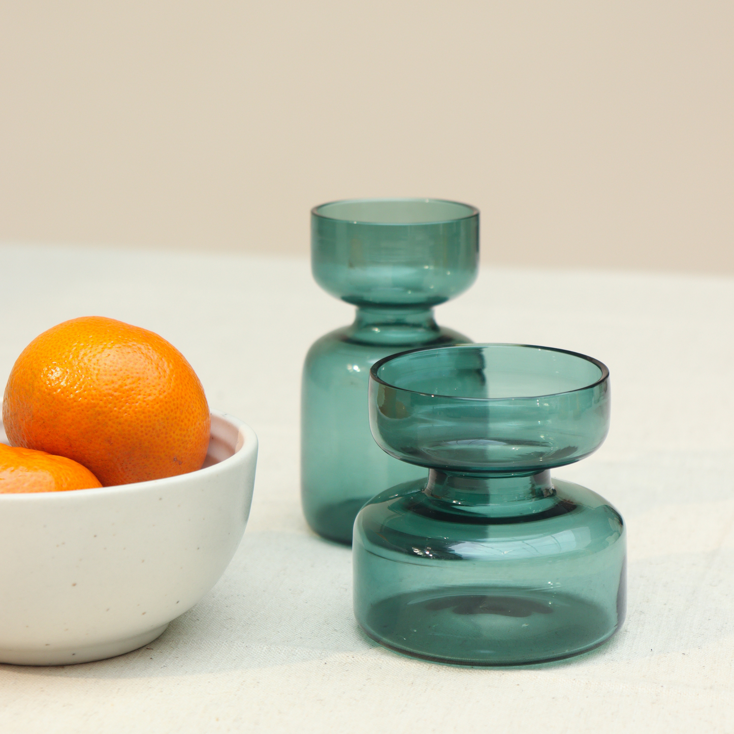 Tinted Glass Vase - Teal, Amber & Slate Grey