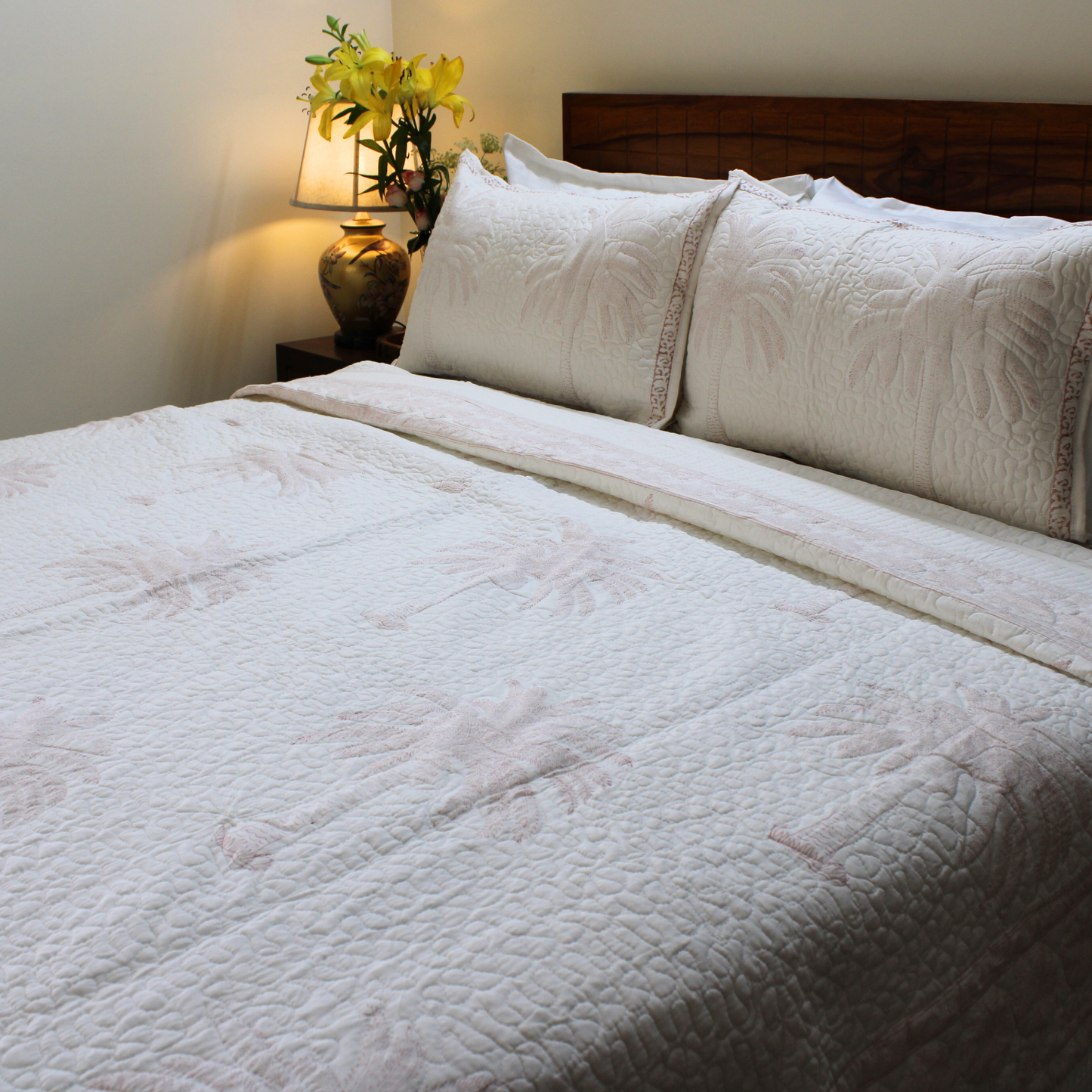 Bedsheet | Handblock Cotton Quilted | 3 Pc Set