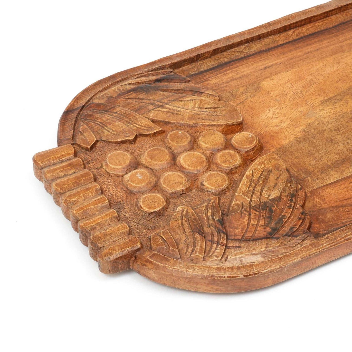 Handcrafted Wooden Grape Carved Serving Cheese Board