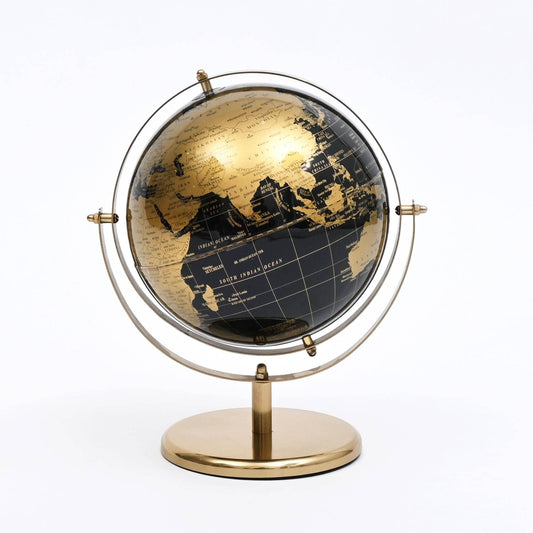 Decorative World Globe with Gold Metal Stand | 9.5x8x12 In