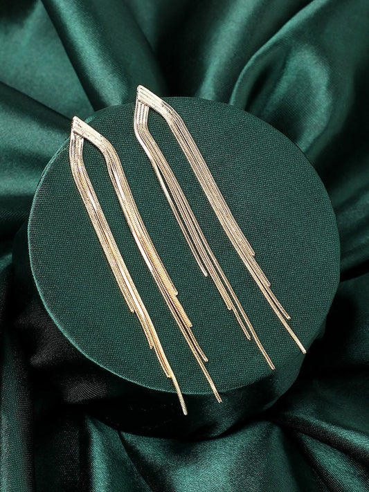 Gold-Plated Dangling Drop Earrings – Retail Jewelry – Contemporary Style – Secure Post-Back