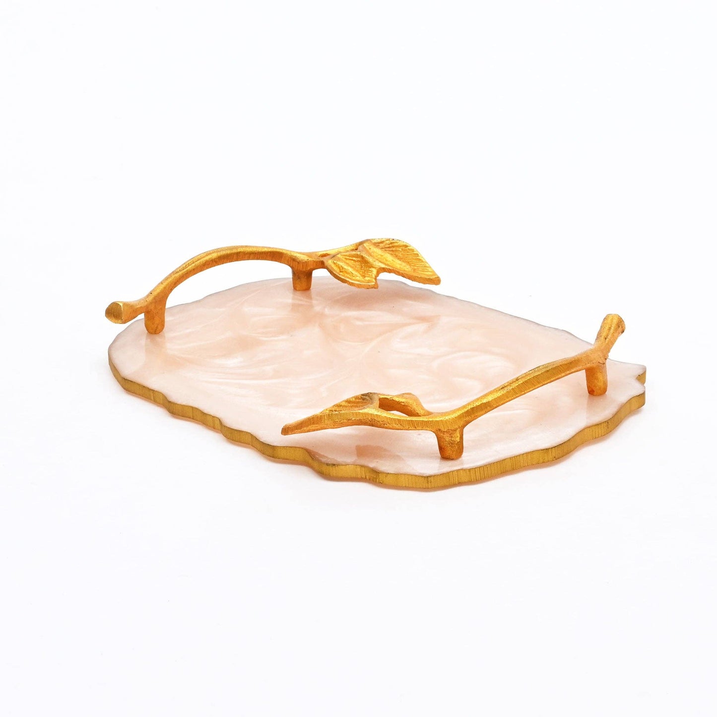 Luxury Marble Finish Serving Tray - Elegant Gold Accents