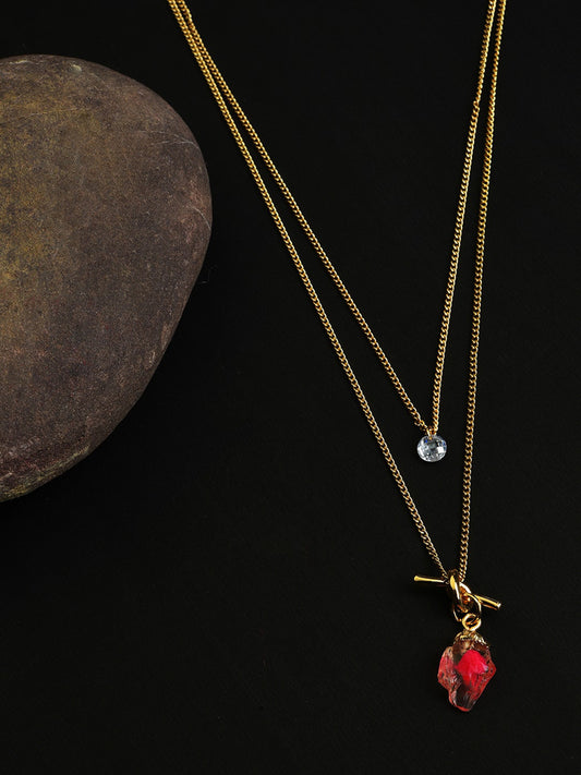 Red Gold-Plated Pendant Set – Necklace Pendants – Pack of 2 – 52cm Length
