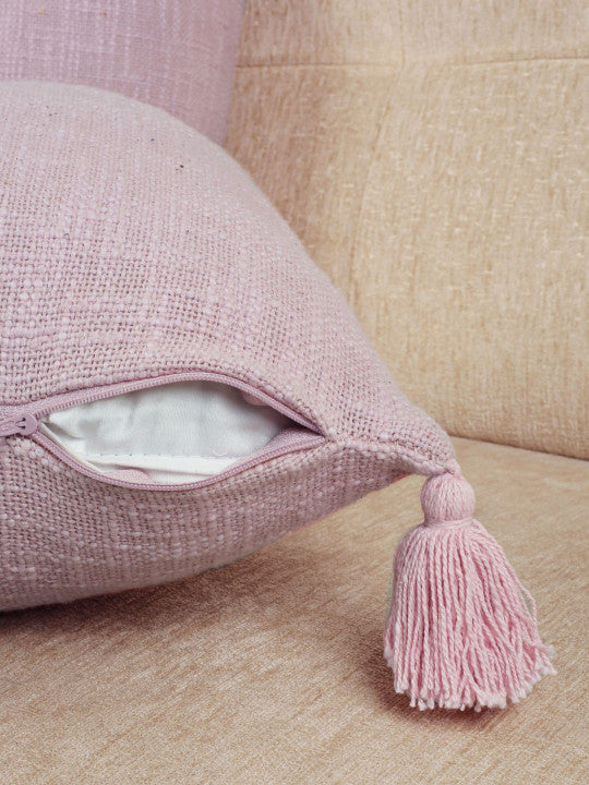 Set of 2 - Decorative Pillow Shams – Interior Accent Textiles – Natural Fiber, Fringed Edge