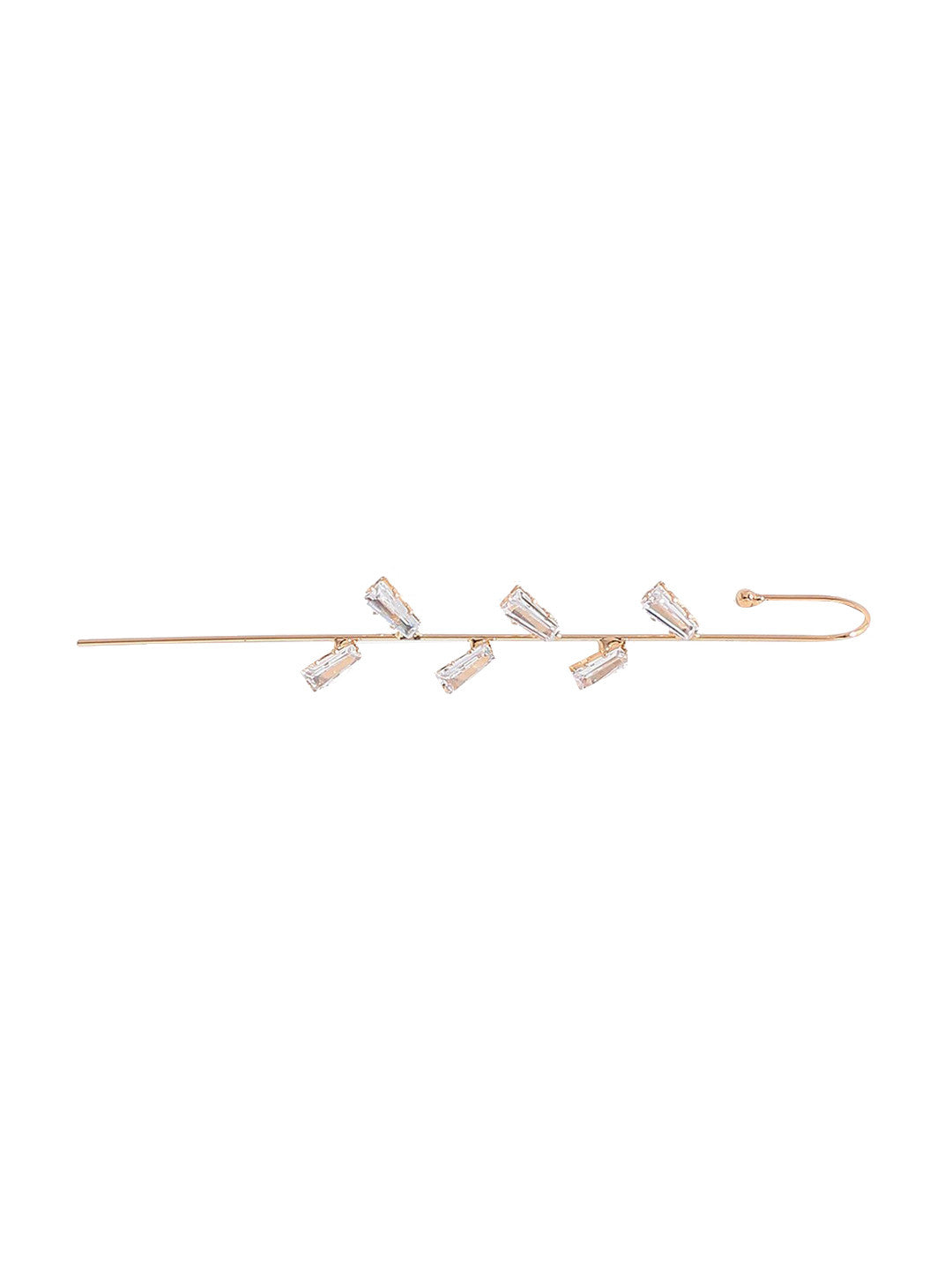 Contemporary Ear Cuff Earrings – Gold-Plated Jewellery – Artificial Stone Detail – 4cm x 1cm