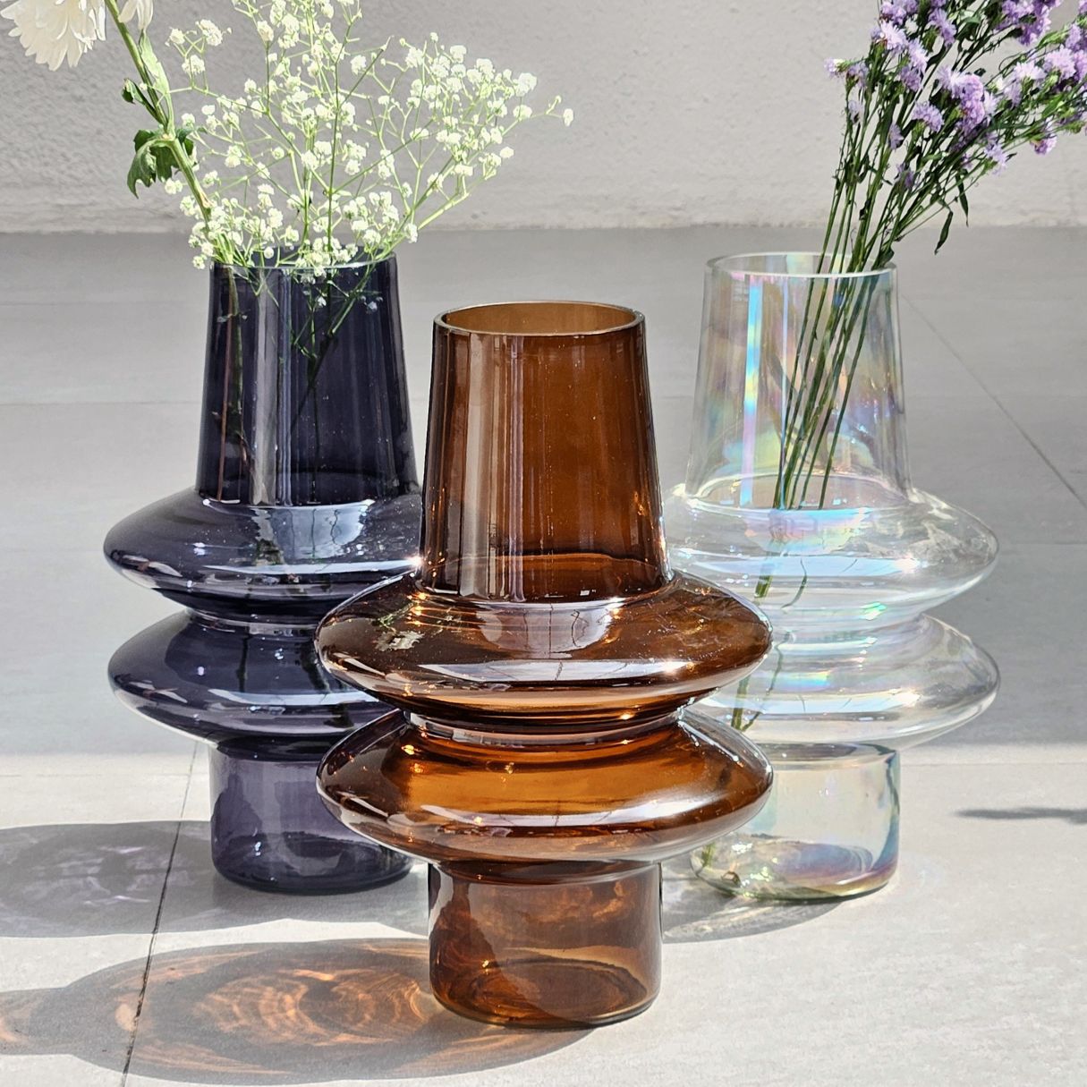 Handcrafted Rippled Glass Vase - 3 Finishes