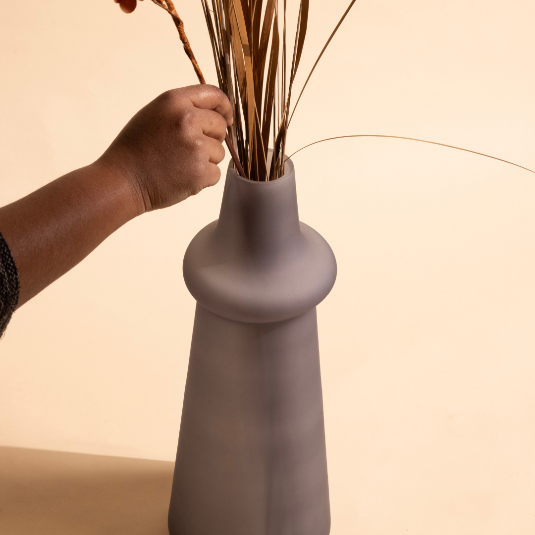 Frosted Glass Vase For Long Stems - 3 Colors