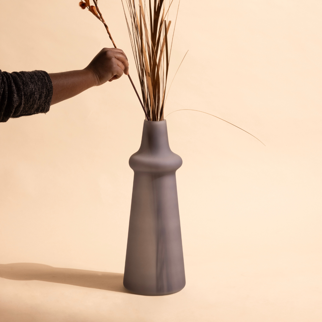 Frosted Glass Vase For Long Stems - 3 Colors